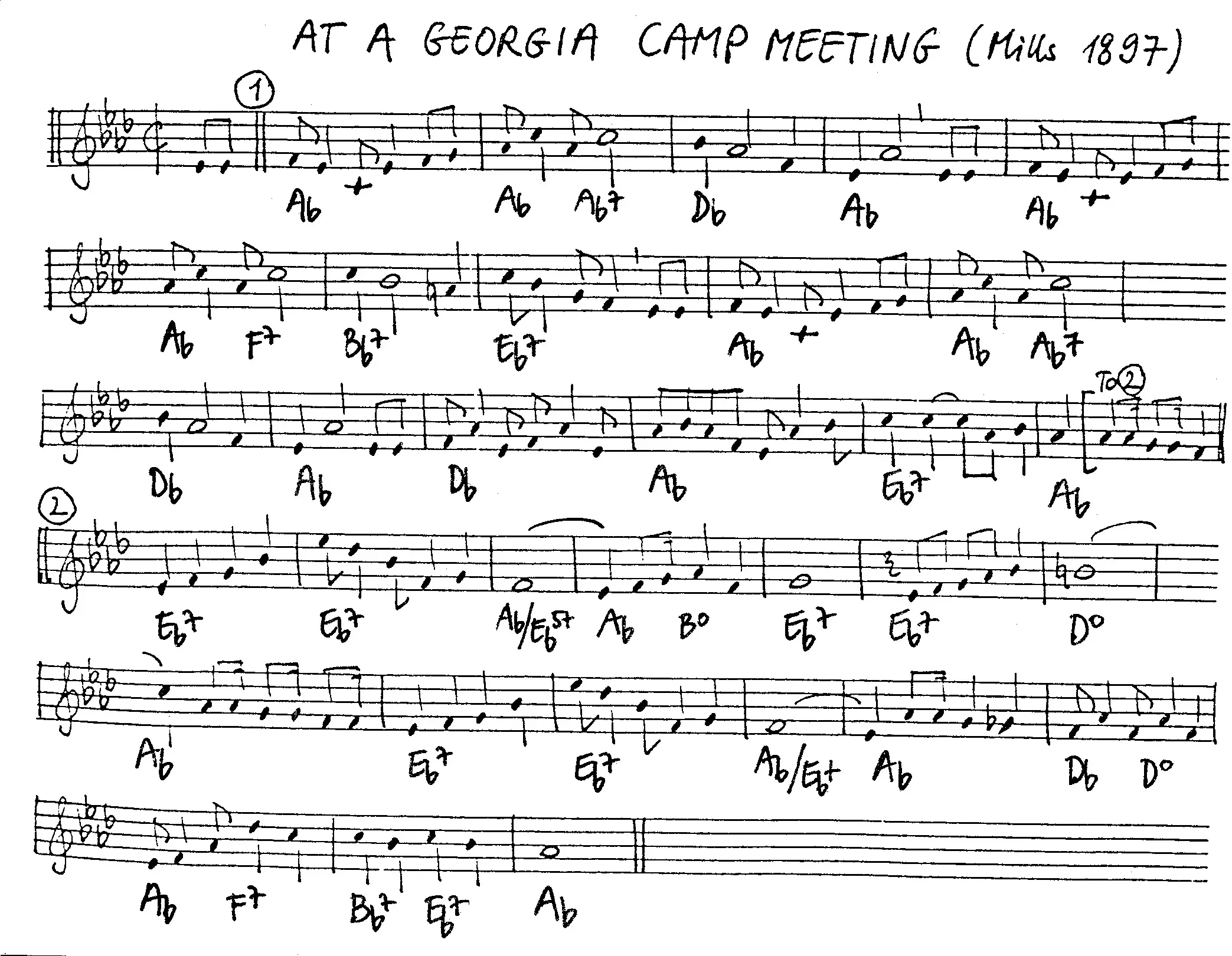 at a georgia camp meeting free jazz leadsheet - Courtesy of the Jungle Jazz Band